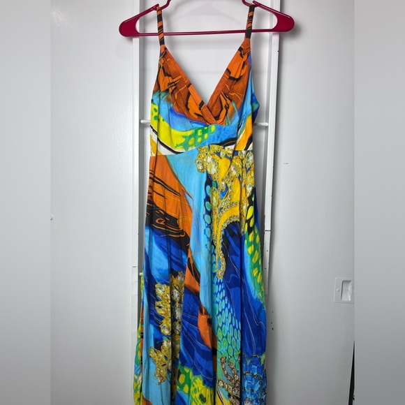 Jams World Dress Alize Empire Waist Sundress W399 orange multicolor XS - Picture 1 of 7